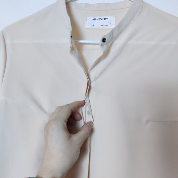 Ministry Easier Than Silk Nehru Travel Tech Top Blush Pink Small Anti Wrinkle - Picture 5 of 13